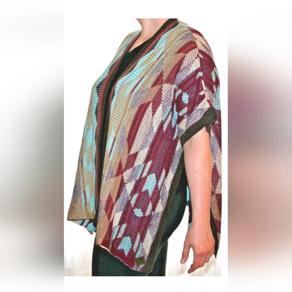 Eddie Bauer knit Pancho Chevron brown one size S M L cardigan - Picture 11 of 11